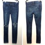 Vince Dylan Skinny Jeans Distressed Dark Crimson Wash Photo 1