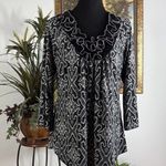 New Directions Women Blouse M Round Neck 3/4 Sleeve Boho Lagenlook Pullover Size M Photo 0