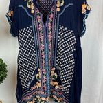 Johnny Was  Blue Moji Short Sleeve Embroidered Tunic Top S Photo 0