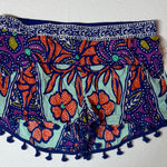Trina Turk  Women's M Multi Color Floral Tassel Shorts Beach Resort Swim Cover Up Photo 0