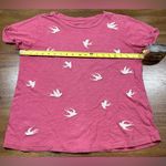 Lucky Brand  Size L Pink W/ Embroidered White Bird Photo 2