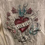 Vocal  Embellished True Love Tattoo Print Long Sleeve T-Shirt New Without Tag Photo 1
