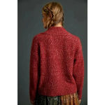 Anthropologie  Frances Shimmer‎ Cropped Sweater Red Motif Cabernet Size Small Photo 3