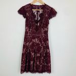 Free People The Jet Set Diaries x  burgundy lace plunge neck mini dress. Small Photo 1