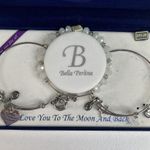 Bella Perlina Love You To The Moon And Back Charm Bracelets Set Of 3 Silver Tone Photo 3