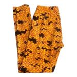 LuLaRoe  Orange Black Floral Buttery Soft Yoga Band Leggings One Size NWOT #7960 Photo 0