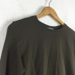 ZARA  Olive Green Mini Dress Size Medium Long Sleeve Drop Waist Shift 100% Cotton Photo 6