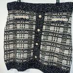 Cache Caché Tweed Glitter Knit Pearl Embellished Faux Pocket Trimming Skirt Sz Large Photo 6