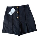 ZARA NWT HIGH-WAIST BERMUDAS Shorts WITH BUTTONS BLACK SMALL Photo 8