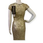 Primavera Couture  Elegant Gold Sequin Evening Gown Photo 2