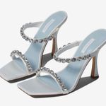 Nine West Nine‎ West Aria Dress Sandals Womens Size 9 Silver Studded Straps Square Toe Photo 0