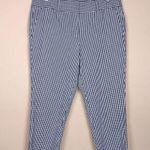 Ann Taylor Women’s Seersucker Plaid Black White Ankle Cropped Chino Pants Photo 0