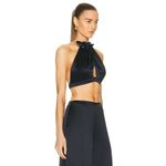Cult Gaia Anahita Top in Black XSmall New Womens Cropped Satin Blouse Photo 2