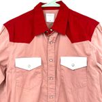 Sandro  Size Small Long Sleeve Button Up Blouse Top Shirt Pink Red White‎ Western Photo 2
