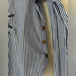 ZARA  Blue and White Striped Top With Embroidered Florals Size Small Photo 3