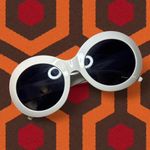 Unif Oversized Round White Rim Willy Wonka Esque Sunglasses Photo 1