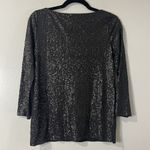 J. CREW Sequin 3/4 Sleeve Boat Neck Blouse Size XS Black NWT Holiday Party Photo 4