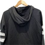 Bebe SPORT Black Jacket Sz M Hoodie Zip Up Logo Jersey White Stripe Photo 5