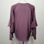 EXPRESS  Dusty Mauve Hammered Satin Surplice Ruffle Sleeve Blouse Size Large Photo 5
