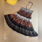 Lapis Anthropologie floral Ruffle Halter / Strapless Elastic Mini Dress size M Gray Size M Photo 15