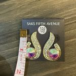 Saks 5th Avenue Saks Fifth Avenue Apostrophe Multicolored Rhinestone Earrings Pierced NWT Photo 2