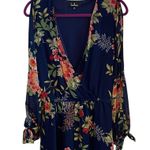 Lulus Run Away With Me Navy Blue Floral Print Long Sleeve Romper Photo 4