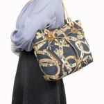 Salvatore Ferragamo Vintage Floral BOHO Printed Gancini 30 Denim Shoulder Bag Photo 0