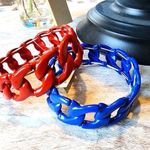 2 Chain Link Stretch Bracelet Set Red and Blue New Photo 0