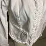 Loft NWT Womens White Braided Trim Cropped Pockets Denim Jacket Size Medium Photo 3