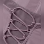 Halara NWT  Softlyzero Airy Ruffle Lace Up Contrast Mesh Flare Dress Elderberry S Photo 10