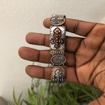 Y2K Bronze Silver Gold tone brown studded metal cross bracelet bangle jewelry #gothic #grunge #subversive #whimsygoth #emo jewel Photo 1