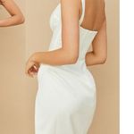 House Of CB NWT  Faye Satin Plunging Neck Corset Midi Dress Ivory Women's M Plus Photo 0