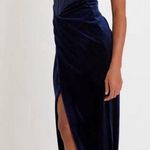 NWT Lulus Alluring Icon Navy Blue Velvet Bustier Sleeveless Maxi Dress LARGE Photo 0