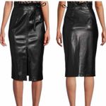 Area Stars Leatherette Vegan Leather Belted Midi Skirt Front Slit Size XS Black Photo 1