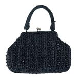 Vintage Marcus Brothers Handbag Black Beaded Crochet Top Handle Evening 50s Glam Photo 0