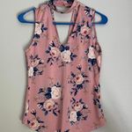 Mine Pink Floral V Neck Choker Tank Size M Photo 1