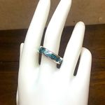 Sterling Silver Crushed Turquoise Mosaic Inlay  Southwestern Ring Size 11 Photo 4