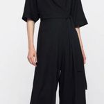 AllSaints Laurel Jumpsuit Wrap Wide Leg Cropped Black Size XS Photo 0