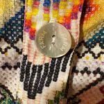 Farm Rio  Amulet Linen Blend Aztec Ikat Beaded Tie Back Midi Dress Photo 8