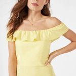 JustFab NWT Lemon Medium Yellow Off the Shoulder Linen Midi Dress Ruffle Top Photo 1