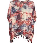 Steve Madden Red and Blue Tye Dye Tassel Kimono Wrap Overlay Photo 1