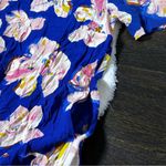 A New Day  Blue Floral Short Sleeve Ruffle Hem Dress Photo 3