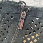 Gianni Bini women 8.5 open toe side zip cage block heels black microsuede Photo 2