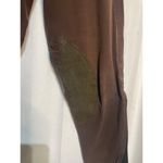 Ladies Brown Riding Breeches With Suede Knee Patches & Pink Logo Detail Photo 4