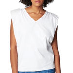 BLANKNYC Shirt Women Medium White Cotton Might Be Right Shoulder Pad Tee NWT Photo 0