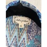 Cloth Portrait Womens XL Blue Blouse Art to Wear Layered Button Up Boxy Photo 1