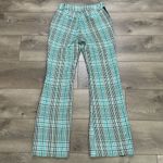 Tanya Taylor Tanya Taylor Fallon Green Houndstooth Plaid High Rise Semi Flare Pants Size 2 Photo 4