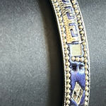 Women’s vintage silver‎ tone/blue patterned bangle bracelet one size Silver Photo 0