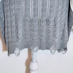 POL  Gray and White Oversized Sweater Size Small Gray Stripe Distressed Sweater Photo 4