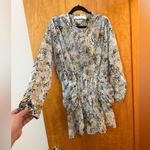 IRO  Paris Deniz Ruched Printed Cotton Mini Dress Green Designer NWT 38 MSRP $400 Photo 1